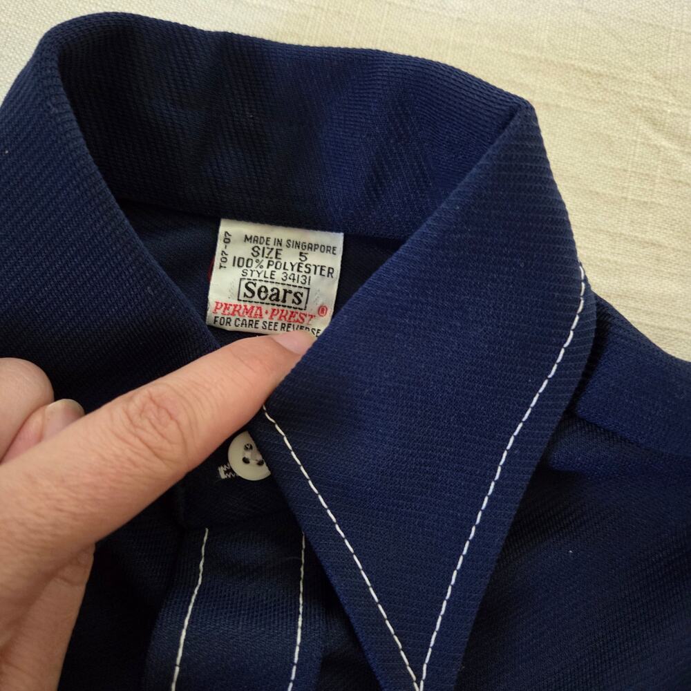 Vintage 70s Sears Navy Buttondown 4t - Picture 2 of 5